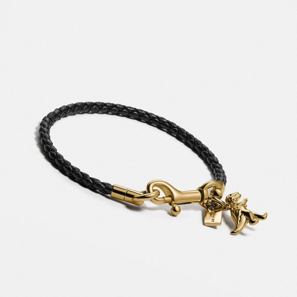 Coach 🦕 Rexy Dinosaur 🦕 Charm Leather Braided Bracelet - Picture 2 of 4